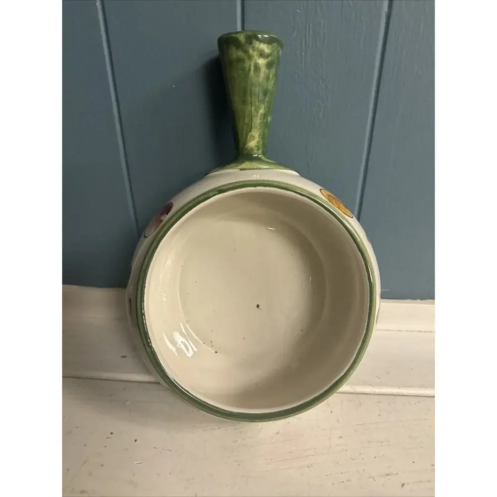Hand Painted ITALY For FTD Ceramic Serving Bowl Soup Bowl Flower Pot Side Handle